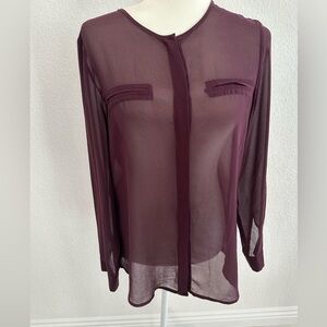 Olive & Oak Deep Wine Sheer Blouse